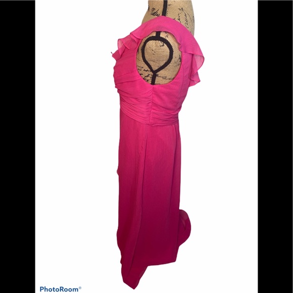 #153 David’s Bridal One Shoulder Cascading Gown size 10 - Picture 2 of 12